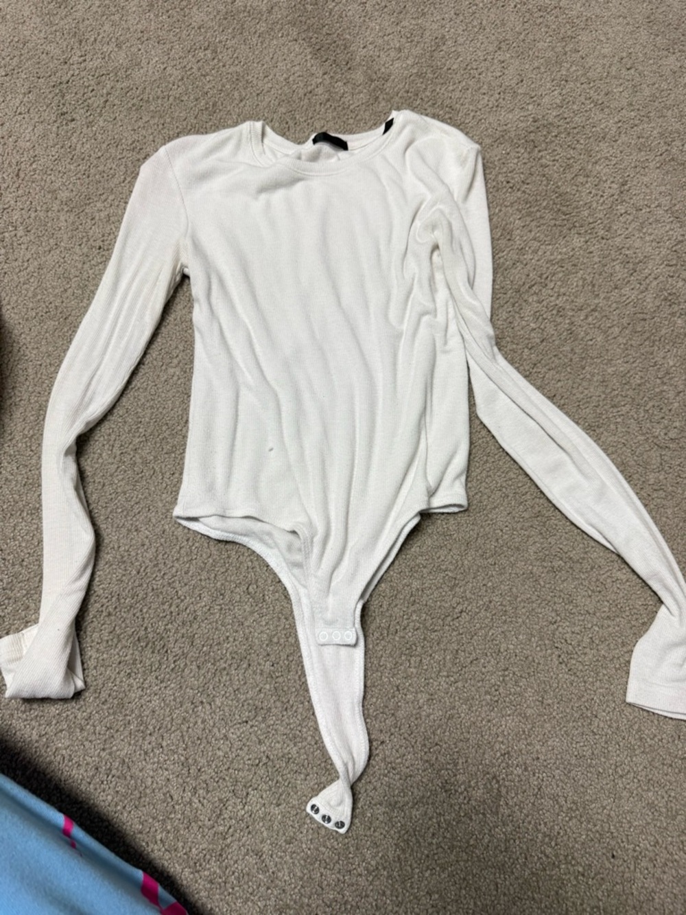 White Long Sleeve Ribbed Snap Bodysuit